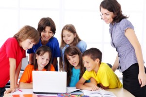 Kids working at computer