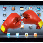 Ipad 2 with boxing gloves overlayed
