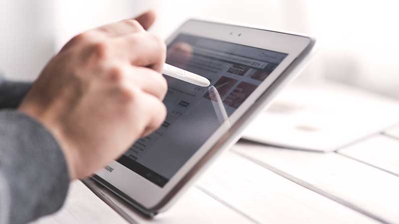 interacting on tablet