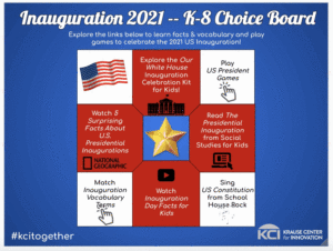 Inauguration 2021 Choice Board